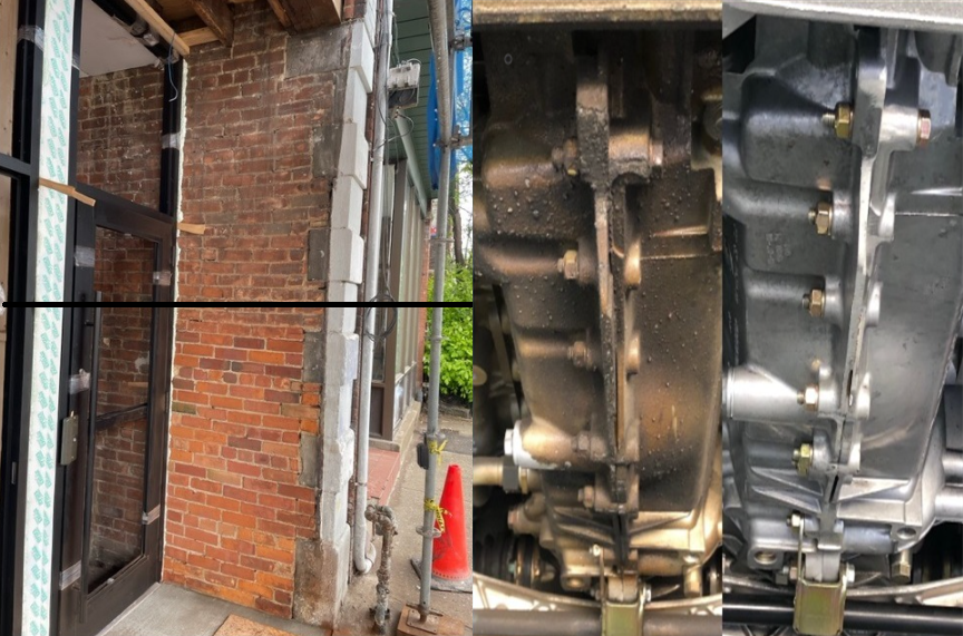 Combined before and after brick and machinery cleaning results